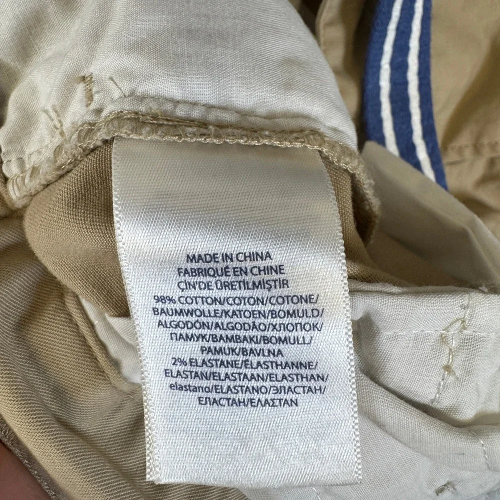 Polo Ralph Lauren Boys Khaki Chino Shorts Tan Belted Sz 14 Stretch Cotton Twill